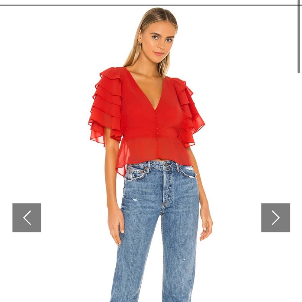 Lovers + friends red ruffle top